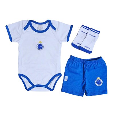 Kit Bebê Cruzeiro Body Shorts e Meia Oficial