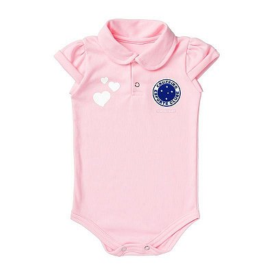 Body Cruzeiro Polo Rosa Torcida Baby Oficial