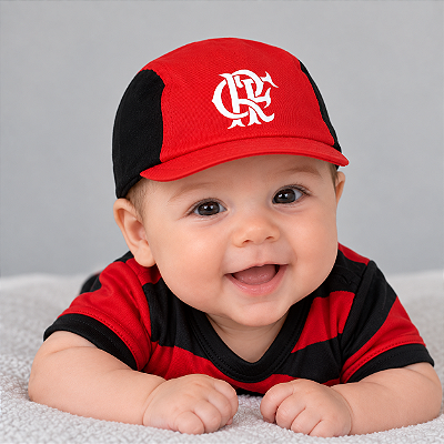 Boné Bebê Flamengo Rubro Negro 100% Algodão Oficial