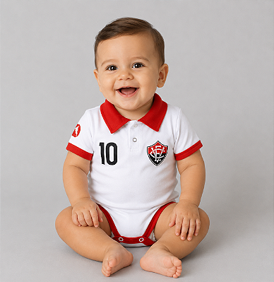 Body Polo Vitória Branco Torcida Baby