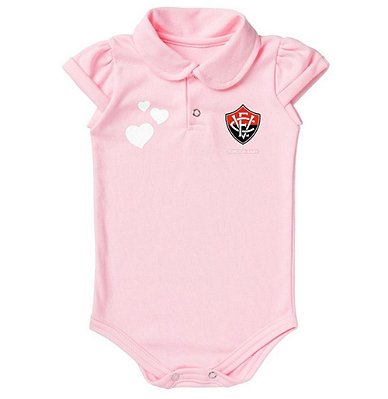 Body Polo Vitória Rosa Torcida Baby Oficial