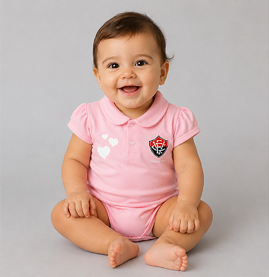 Body Polo Vitória Rosa Torcida Baby Oficial
