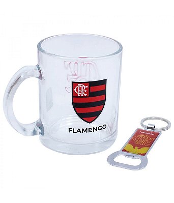 Caneca de Vidro Flamengo Com Abridor 350ml Oficial