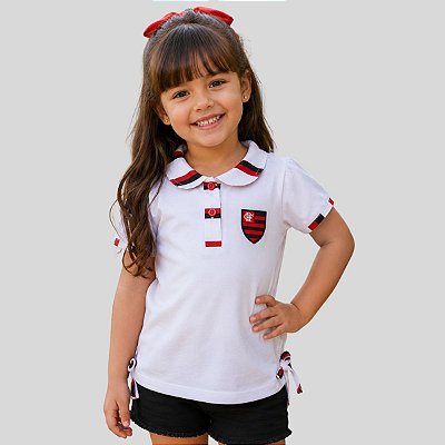 Camisa Polo Infantil Flamengo Feminina Oficial