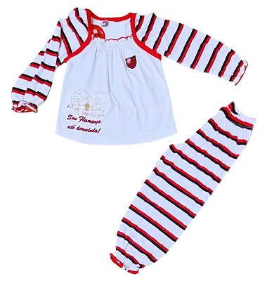 Pijama Infantil Flamengo Longo Feminino Oficial