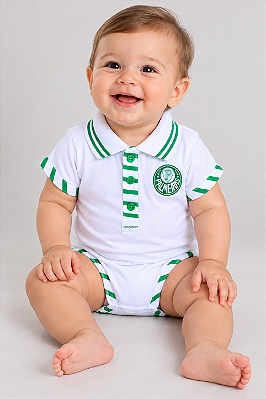 Body Bebê Palmeiras Polo Manga Curta Menino Oficial