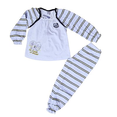 Pijama Infantil Santos Longo Feminino Oficial