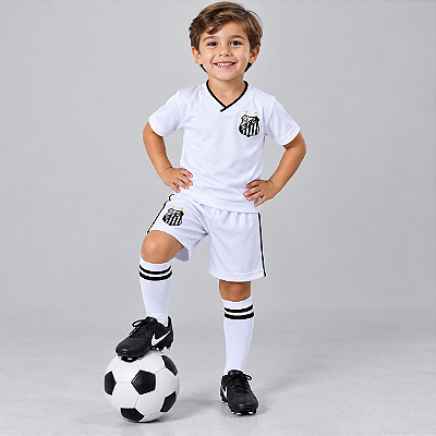 Conjunto Infantil Santos Uniforme Dry Branco Oficial