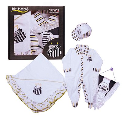 Kit Bebê Santos Saída de Maternidade Macacão Manta e Boné