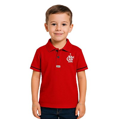Camisa Polo Infantil Juvenil Flamengo Vermelha Oficial