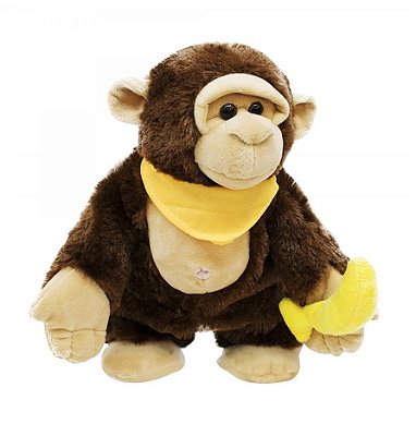 Pelúcia Macaco Com Faixa No Pescoço E Banana Na Mão 29cm