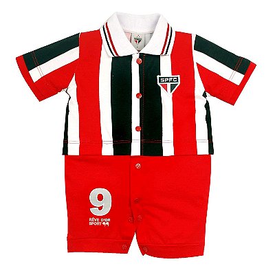 Macacão Bebê São Paulo Uniforme Campo Oficial