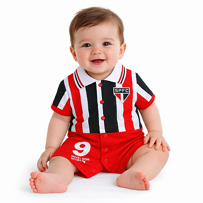 Macacão Bebê São Paulo Uniforme Campo Oficial