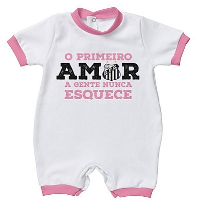 Macacão Bebê Santos Primeiro Amor Rosa - Torcida Baby