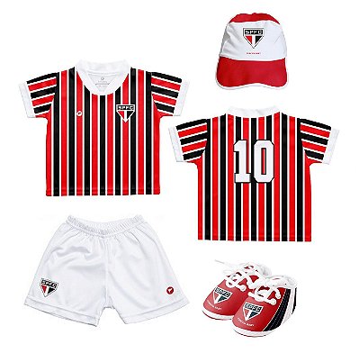 Kit Uniforme Bebê São Paulo Com 4 Pçs Oficial