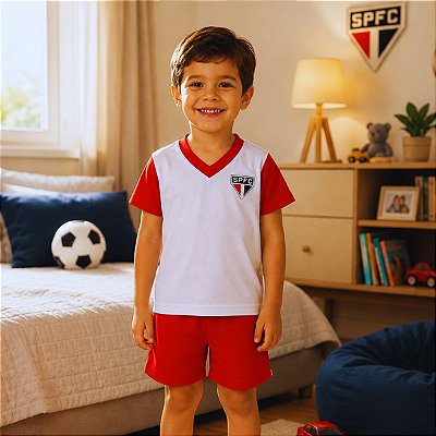 Pijama Infantil São Paulo Manga Curta 100% Algodão Oficial