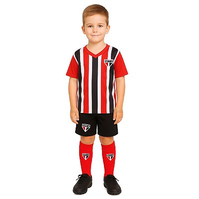 Uniforme Infantil São Paulo Listrado 3 Pçs Oficial
