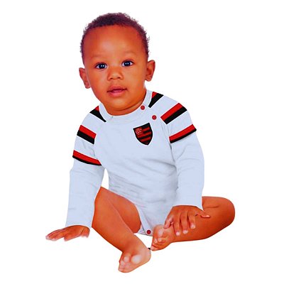 Body Flamengo Manga Longa Escudo Bordado Oficial