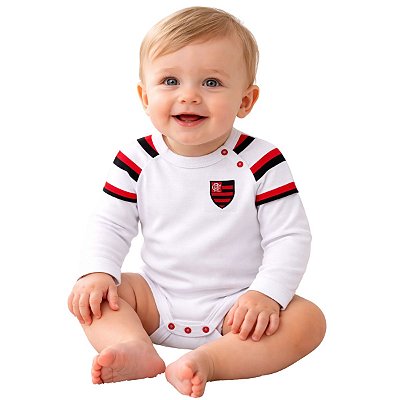 Body Flamengo Manga Longa Escudo Bordado Oficial