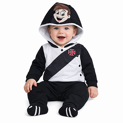 Macacão Bebê Vasco Mascote Manga Longa Oficial