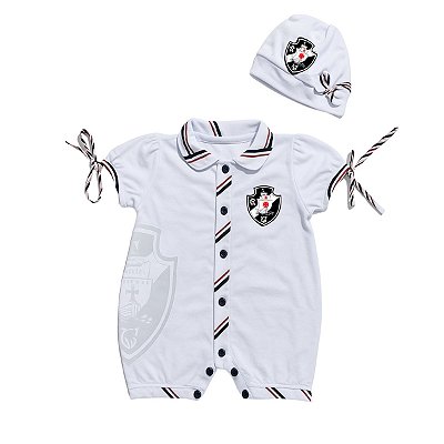 Macacão Bebê Vasco Feminino Com Gorro Oficial