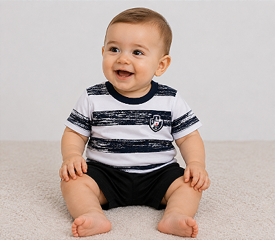 Camiseta Bebê Infantil Vasco Listras 100% Algodão Oficial