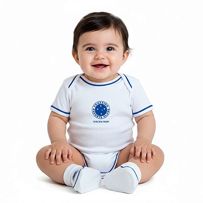 Body e Pantufa Cruzeiro Branco Torcida Baby