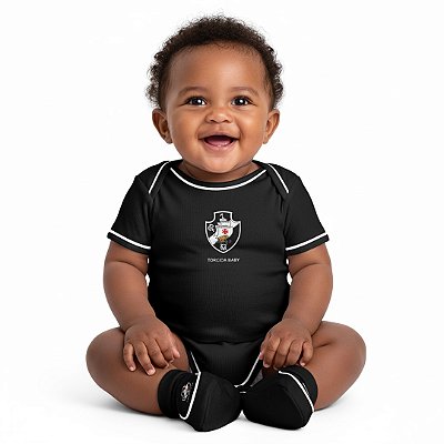 Body e Pantufa Vasco Preto Torcida Baby