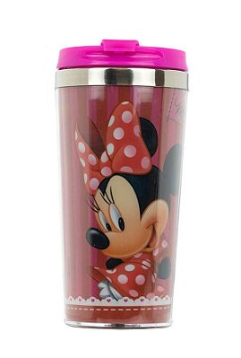 Copo Térmico Minnie Com Tampa Pink 450ml - Disney