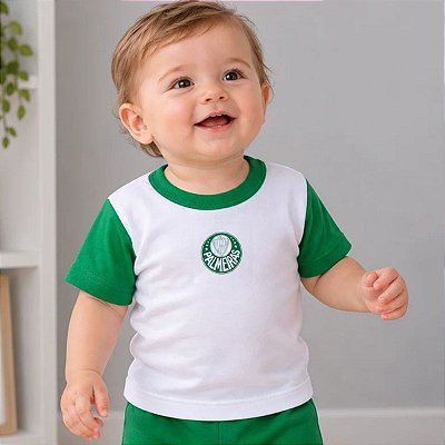 Camiseta Bebê Palmeiras Unissex Bicolor Oficial