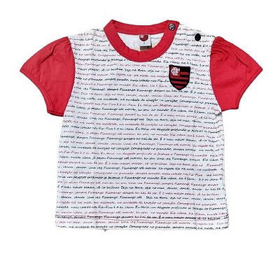 Camiseta Bebê Flamengo Hino Baby Look Oficial
