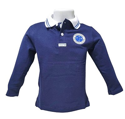 Camisa Polo Infantil Cruzeiro Manga Longa Oficial