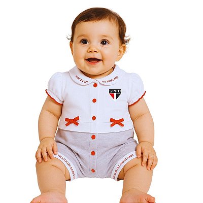 Macacão Bebê São Paulo Oxford Feminino Oficial