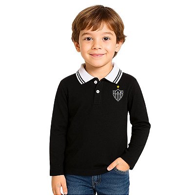 Camisa Polo Infantil Atlético MG Manga Longa Oficial