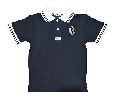 Camisa Infantil Atletico MG Polo Preta Oficial