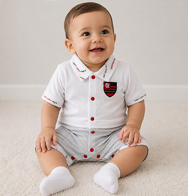 Macacão Bebê Flamengo Oxford Masculino Oficial