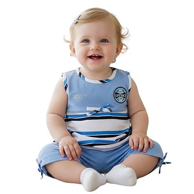 Conjunto Bebê Grêmio Camisa Bata e Calça Legging Oficial