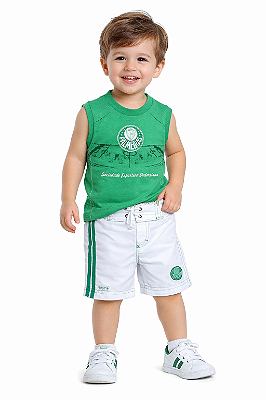 Conjunto Infantil Palmeiras Regata e Bermuda Board Oficial