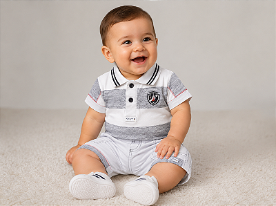 Conjunto Bebê Vasco Camisa Polo e Bermuda Oficial