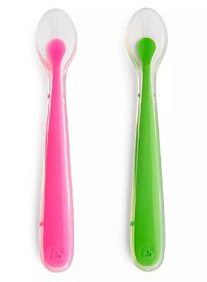 Colheres de Silicone Rosa/Verde 2 Pçs Munchkin