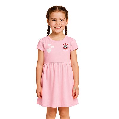 Vestido Infantil Corinthians Rosa Torcida Baby