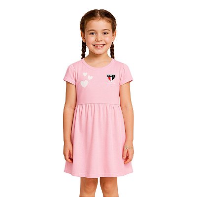 Vestido Infantil São Paulo Rosa Torcida Baby