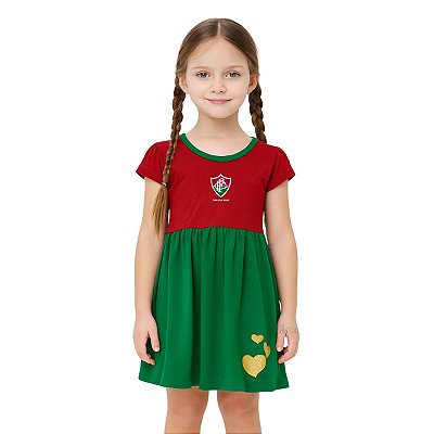 Vestido Infantil Fluminense Canelado Torcida Baby