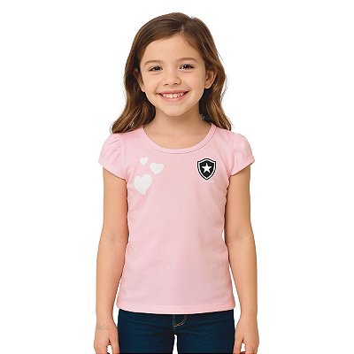 Camisa Infantil Botafogo Baby Look Rosa Oficial