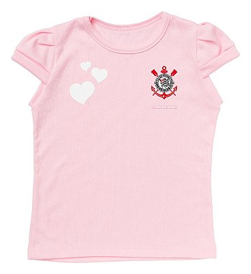 Camisa Infantil Santos Baby Look Rosa Oficial - Cia Bebê