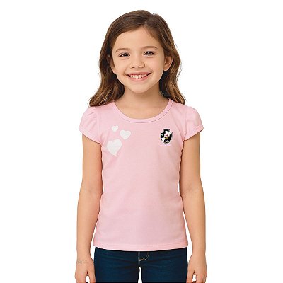 Camisa Infantil Vasco Baby Look Rosa Oficial