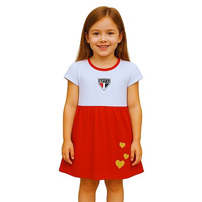 Vestido Infantil São Paulo Canelado Torcida Baby