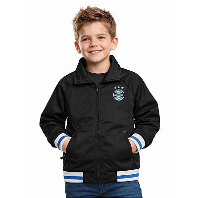 Jaqueta Blusa de Frio Infantil Grêmio Preta Flanelada