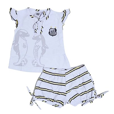 Pijama Infantil Santos Curto Feminino Oficial