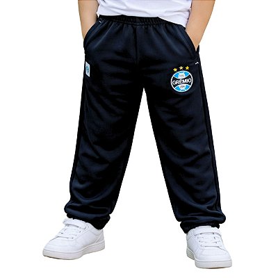 Calça Grêmio Preta Bebê Infantil Juvenil Flanelada Oficial